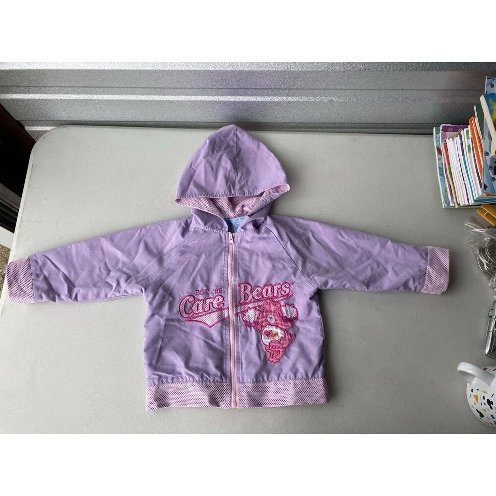 Vintage 2005 Care Bears Zipper Hoodie Jacket Size 24M Purple Mesh Lined Y2K